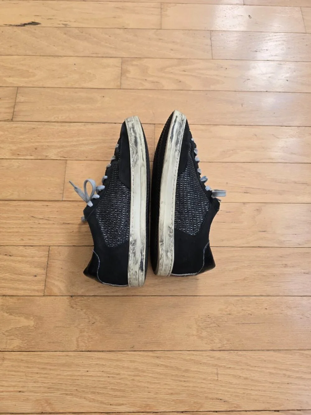 P448 | John black glitter leather boho sporty sneakers | WMS 7